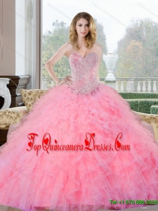 Luxurious Beading and Ruffles Sweetheart Quinceanera Gown for 2015