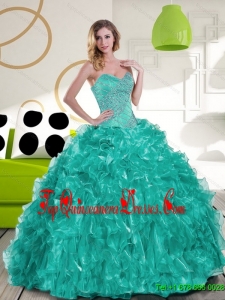 New Style Sweetheart Beading and Ruffles Quinceanera Dress for 2015