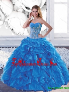 Sophisticated Sweetheart Blue Sweet 16 Dresses with Appliques and Ruffles
