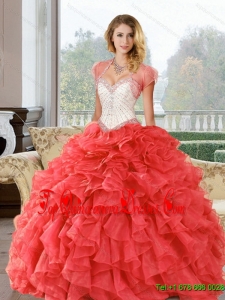 Wonderful Beading and Ruffles Sweetheart Quinceanera Dresses for 2015