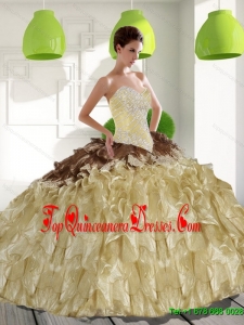 2015 Trendy Sweetheart Sweet 15 Dresses with Beading and Ruffles