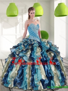 Fashionable Multi Color Quinceanera Dresses with Beading and Ruffles for 2015