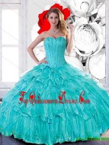 Feminine Sweetheart 2015 Quinceanera Dresses with Beading and Ruffled Layers