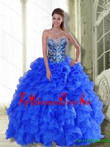 New Style Strapless 2015 Quinceanera Dresses with Beading and Ruffles