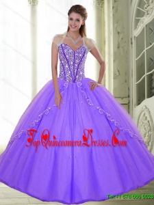 The Brand New Style Sweetheart 2015 Lilac Quinceanera Dresses with Beading