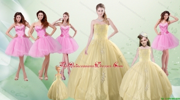 2015 Beautiful Sweetheart Quinceanera Dress and Pink Dama Dresses and Straps Ball Gown Little Girl Dress