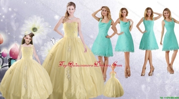 Ball Gown Quinceanera Dress and Square Knee Length Dama Dresses and Cute Beading Little Girl Dress