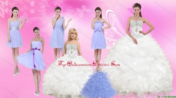 White Sweetheart Quinceanera Dress and Beautiful Short Dama Dresses and 2015 White Little Girl Dress