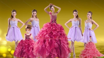 New Style One Shoulder Beading Sweet 16 Dress and Sweetheart Beading Short Dama Dresses and Ruffles Beading Little Girl Dress