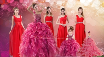 Ruffles One Shoulder Sweet 16 Dress and Red Long Beading Prom Dresses and Ball Gown Straps Beading Little Girl Dress