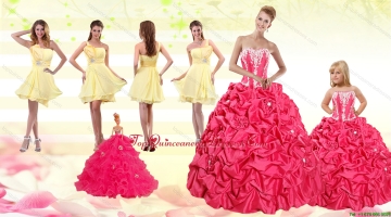 2015 Pick Ups Red Quinceanera Dress and Yellow One Shoulder Prom Dresses and Cute Red Little Girl Dress