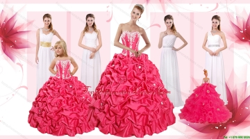 Appliques and Pick Ups Quinceanera Dress and White Long Dama Dresses and Strapless Flower Girl Dress