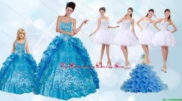 Beading and Ruffles Quinceanera Dress and Rhinestones White Short Dama Dresses and Spaghetti Straps Embroidery Little Girl Dress