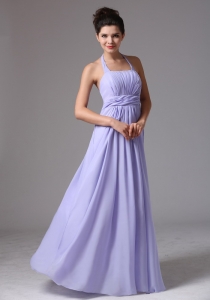 Lilac Dama Dress for Quinceanera Halter Ruched Chiffon Sash