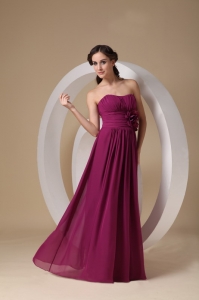 Hand Made Flower Dama Dress Dark Purple Strapless Chiffon