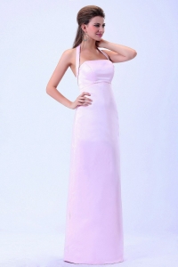 Halter Baby Pink Dama Dress for Quinceanera Satin A-line