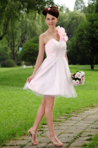 Mini-length Dama Dress for Quince Light Pink One Shoulder