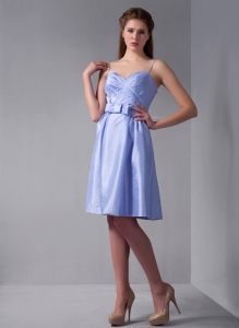 Taffeta Dama Dress Lilac Column Spaghetti Straps Knee-length