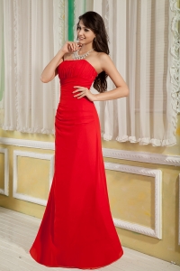 Chiffon Dama Dress for Quince Red Column Strapless Ruched