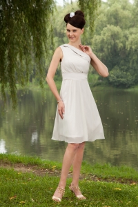 One Shoulder Dama Dress for Quince Knee-length Chiffon White