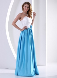 Taffeta Sweetheart Quinceanera Dama Dress White Aqua Blue