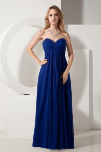 Blue Sweetheart Floor-length Chiffon Beading Dama Dresses