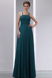 Dark Green Straps Chiffon Pleat Dama Dresses for Quinces