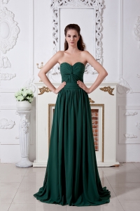 Dark Green Dama Dresses for Quinceanera Sweetheart Chiffon Ruch