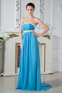 Strapless Brush Train Chiffon Ruch Beaded Quinces Dama Dresses