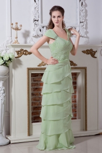 Green Straps Beading and Ruffled Layers Dama Dresses for Quinces
