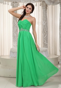 Spring Green Sweetheart Chiffon Ruched Beading Quinces Dama Dresses