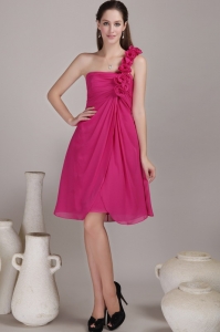 One Shoulder Chiffon Hand Flowers Quinces Dama Dresses