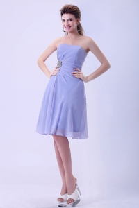 Lilac Chiffon A-line Dama Dresses For Quinceanera Knee-length