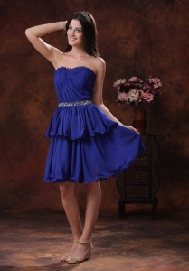 Royal Blue Dama Dresses for Quinceanera Beaded Chiffon