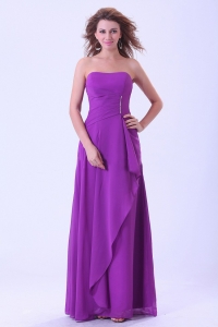 Popular Purple Dama Dress Strapless Chiffon Floor-length