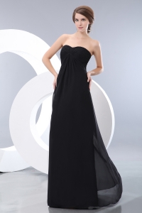 Black Dama Dresses Sweetheart Floor-length Chiffon Ruch