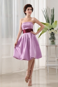 Sashes/Ribbons Lavender Satin Strapless A-Line Dama Dresses