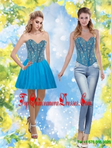 Fashionable 2015 Sweetheart Short Damas Dress with Beading