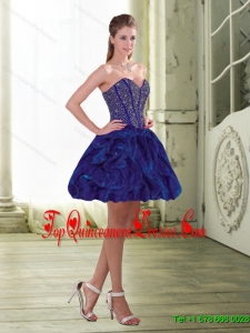 Gorgeous Beading and Ruffles Mini Length Dama Dress for 2015