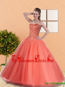 2015 Luxurious Beautiful Ball Gown Quinceanera Dresses with Beading