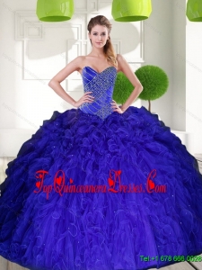 Luxurious Royal Blue Sweetheart Beading Ball Gown Quinceanera Dress with Ruffles