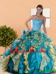 2015 Perfect Sweetheart Quinceanera Dress with Beading and Ruffles