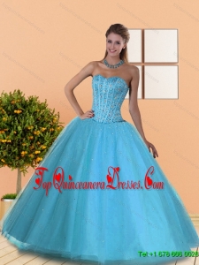 Perfect Beading Sweetheart Blue Quinceanera Dresses for 2015