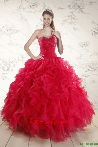 New Style Sweetheart Beading 2015 Quinceanera Dresses in Red