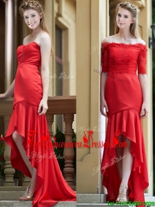 Exquisite Off the Shoulder Half Sleeves Dama Dress with Lace