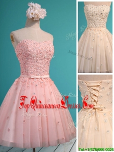 2016 Exquisite Applique and Beaded Sweetheart Dama Dress in Mini Length