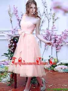 2016 Luxurious One Shoulder Dama Dress with Bowknot and Hand Made Flowers