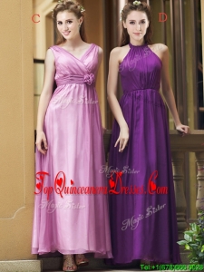 2016 Exclusive Empire Chiffon Ankle Length Dama Dress with Ruching