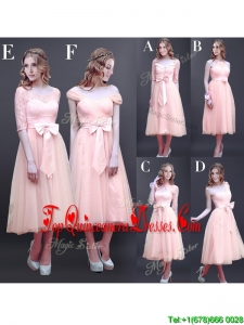 Gorgeous Off the Shoulder Cap Sleeves Damas Dress with Bowknot