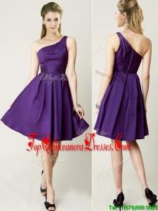 Beautiful One Shoulder Purple Short Damas Dress for Summer